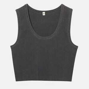 Elwood Malibu Crop Tank in AGED GREY RIB, size S